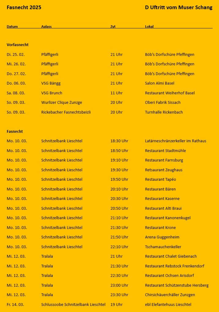 Muser Schang Fasnacht 2025